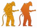 Silhouette of a fireman, vector draw