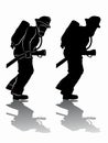 Silhouette of a fireman, vector draw