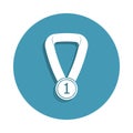 Silhouette First place medal icon in badge style. One of Winter sports collection icon can be used for UI, UX