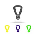 Silhouette First place medal isolated multicolored icon. Winter sport games discipline. Symbol, signs can be used for web, logo, m