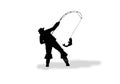 Silhouette of a fisher on a white Royalty Free Stock Photo