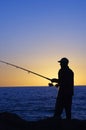Silhouette of Fisherman Royalty Free Stock Photo