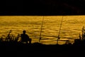 Silhouette Of Fisherman Royalty Free Stock Photo