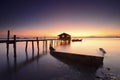 Silhouette of fisherman cottage during sunrise Royalty Free Stock Photo