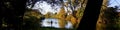 Silhouette of a fisherman in Krka river during sunny September day Royalty Free Stock Photo