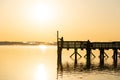 Silhouette Of A Fisherman Royalty Free Stock Photo