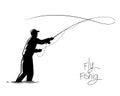 Silhouette fisherman throw hook