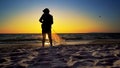 Silhouette Fishermen using fishing nets Royalty Free Stock Photo