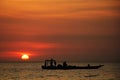 Silhouette of fishing boat return to port Royalty Free Stock Photo