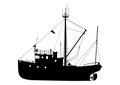 Silhouette of fishing boat. Vactor. Royalty Free Stock Photo