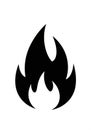 Silhouette of a flame symbol, depicted in solid black against a Royalty Free Stock Photo