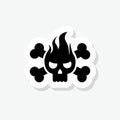 Silhouette of Flaming Skull sticker icon sign for mobile concept and web design