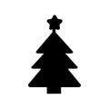 Silhouette flat icon, simple design. Symbol of fir-tree for illustration Christmas, new Year, Christmas tree bazaar an