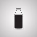 Silhouette flat icon, simple vector design with shadow. Bottle.