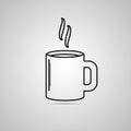 Silhouette flat icon, simple vector design with shadow. Coffee cup with steam. Royalty Free Stock Photo