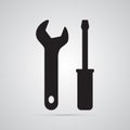 Silhouette flat icon, simple vector design. Turnscrew and wrench Royalty Free Stock Photo