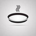 Silhouette flat icon, vector design. Illustration of plate with hot waves.