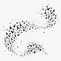 Silhouette of a flock of birds. Black contours of flying birds. Flying pigeons. Tattoo. Royalty Free Stock Photo