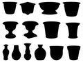Set of Flower pots silhouette vector art Royalty Free Stock Photo