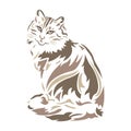 The silhouette of a fluffy brown cat is drawn by lines of various widths. Fluffy cat logo