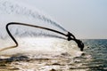 Silhouette of a fly board rider Royalty Free Stock Photo