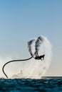 Silhouette of a fly board rider Royalty Free Stock Photo