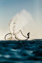 Silhouette of a fly board rider Royalty Free Stock Photo