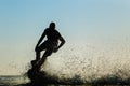 Silhouette of a fly board rider Royalty Free Stock Photo