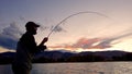 Silhouette of a Fly Fishermen