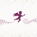 Flying Angel With Star Christmas Snowflakes Background Purple Beige