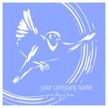 Silhouette of flying bird on blue background. Vector logo design template. Royalty Free Stock Photo