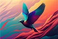 Silhouette of a flying bird , creative digital illustration painting