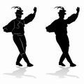 Silhouette of folklore dancer, vector draw