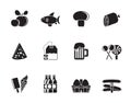 Silhouette food, drink and shop icons