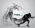 Silhouette of a football player from particle. Rugby. American footballer Royalty Free Stock Photo
