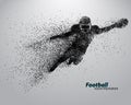 Silhouette of a football player from particle. Rugby. American footballer Royalty Free Stock Photo