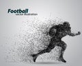 Silhouette of a football player from particle. Rugby. American footballer Royalty Free Stock Photo