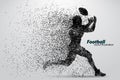 silhouette of a football player from particle. Rugby. American footballer Royalty Free Stock Photo