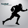 Silhouette of a football player. Rugby. American footballer