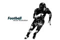 silhouette of a football player. Rugby. American footballer