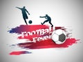 Silhouette of football players in action with soccer ball on grungy red background. Royalty Free Stock Photo