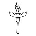 Silhouette fork with wavy sausage and aroma