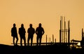 Silhouette of engineers at construction site Royalty Free Stock Photo