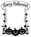 Silhouette frame with Halloween pumpkin and text 