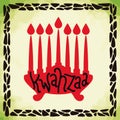 Silhouette Frame of Kwanzaa Candles, Vector Illustration