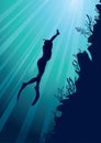 Silhouette of freediver Royalty Free Stock Photo