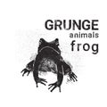 Silhouette Frog In Grunge Design Style Animal Icon