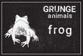 Silhouette Frog In Grunge Design Style Animal Icon