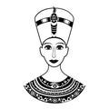 Silhouette from the front the ancient Egyptian queen, Pharaoh Ne