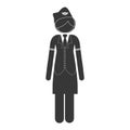 Silhouette front stewardess in gray scale